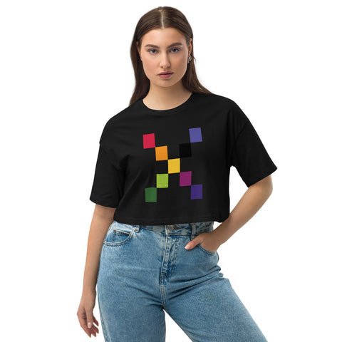 Teesafrique Sustainable Lose Drop Shoulder Coloured Logo Graphic Crop Top