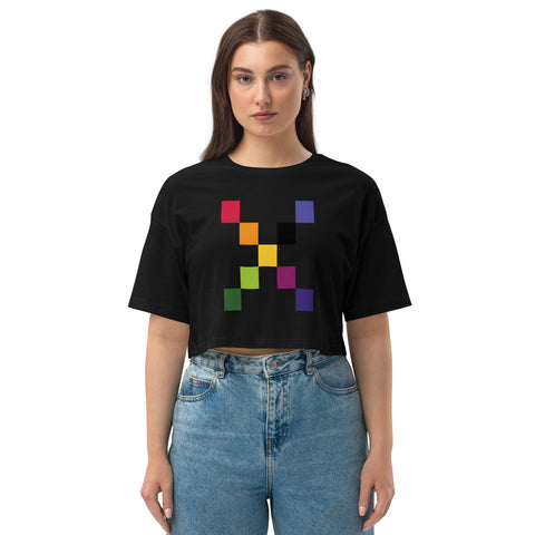 Teesafrique Sustainable Lose Drop Shoulder Coloured Logo Graphic Crop Top