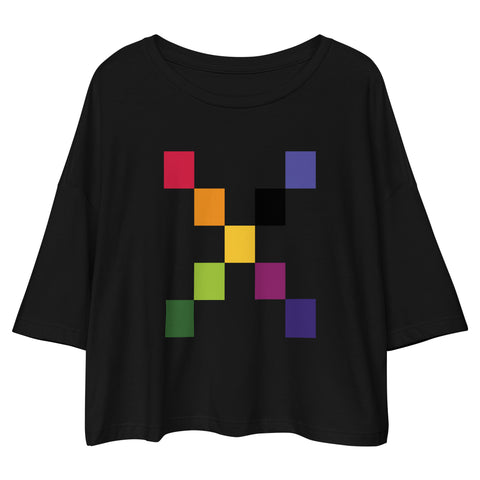 Teesafrique Sustainable Lose Drop Shoulder Coloured Logo Graphic Crop Top