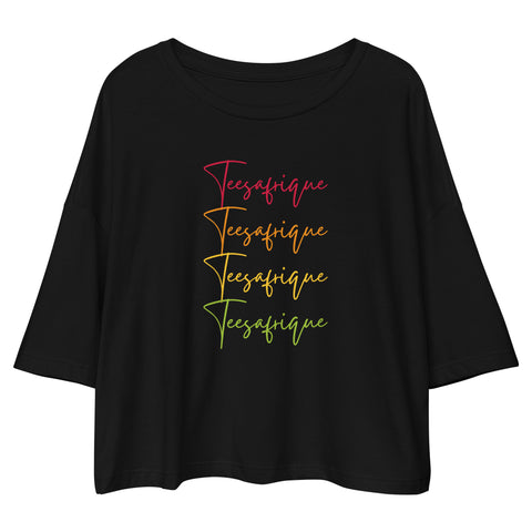 Teesafrique Sustainable Lose Drop Shoulder Rainbow Logo Graphic Crop Top