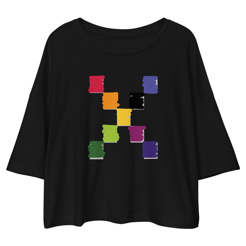 Teesafrique Sustainable Lose Drop Shoulder Coloured Logo Graphic Crop Top
