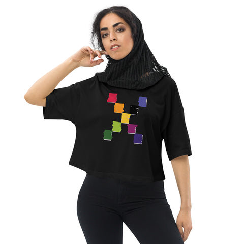 Teesafrique Sustainable Lose Drop Shoulder Coloured Logo Graphic Crop Top