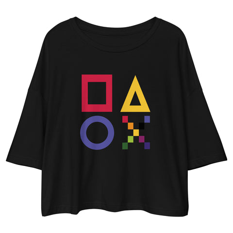 Teesafrique Sustainable Loose Drop Shoulder Game Graphic Crop Top