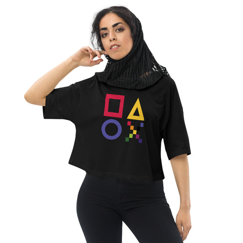 Teesafrique Sustainable Loose Drop Shoulder Game Graphic Crop Top