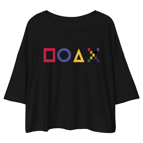Teesafrique Sustainable Loose Drop Shoulder Game Graphic Crop Top