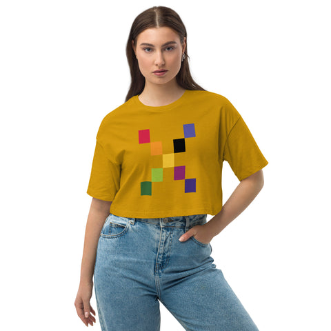 Teesafrique Sustainable Lose Drop Shoulder Coloured Logo Graphic Crop Top
