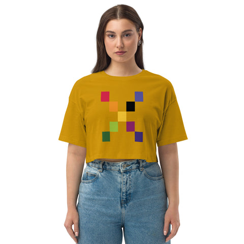 Teesafrique Sustainable Lose Drop Shoulder Coloured Logo Graphic Crop Top