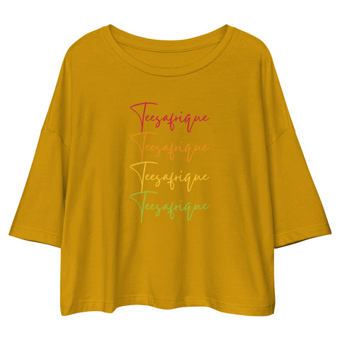 Teesafrique Sustainable Lose Drop Shoulder Rainbow Logo Graphic Crop Top