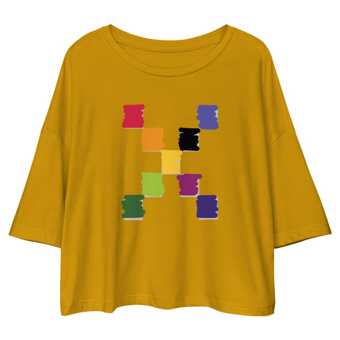 Teesafrique Sustainable Lose Drop Shoulder Coloured Logo Graphic Crop Top
