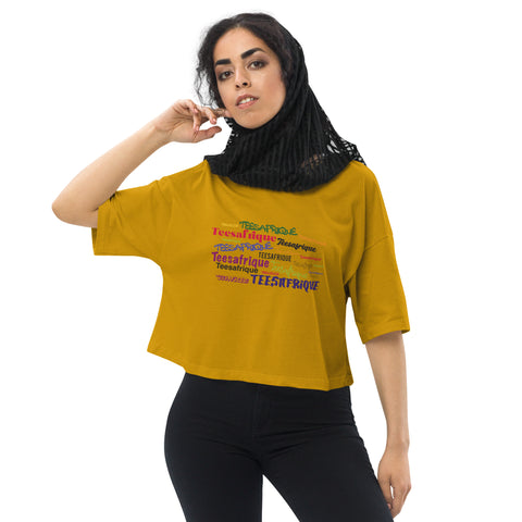 Teesafrique Sustainable Loose Drop ShoulderGraffiti Graphic Crop Top