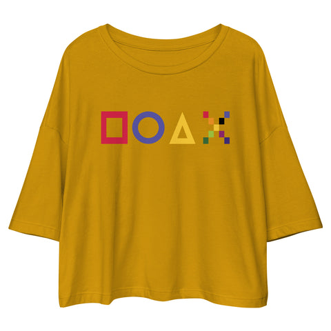 Teesafrique Sustainable Loose Drop Shoulder Game Graphic Crop Top