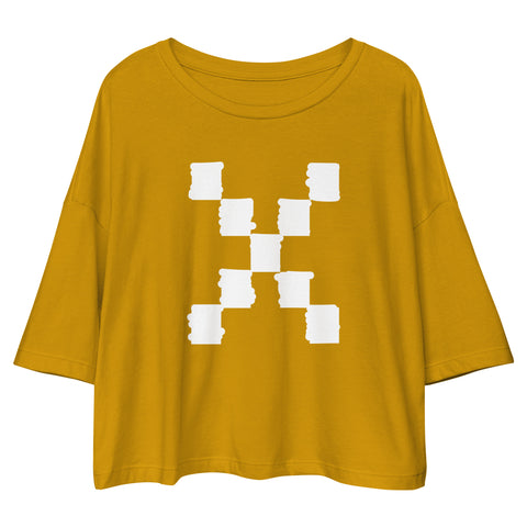 Teesafrique Sustainable Loose Drop Shoulder Coloured Logo Graphic Crop Top