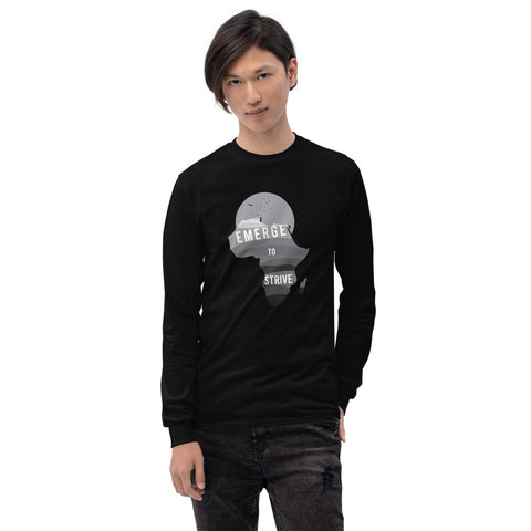 Teesafrique Strive To Emerge B/W Print Men’s Long Sleeve Tee