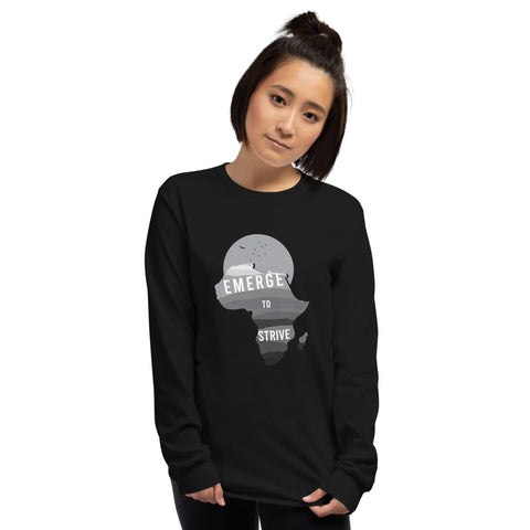 Teesafrique Strive To Emerge B/W Print Women's Long Sleeve Tee