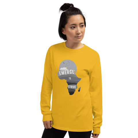 Teesafrique Strive To Emerge B/W Print Women's Long Sleeve Tee