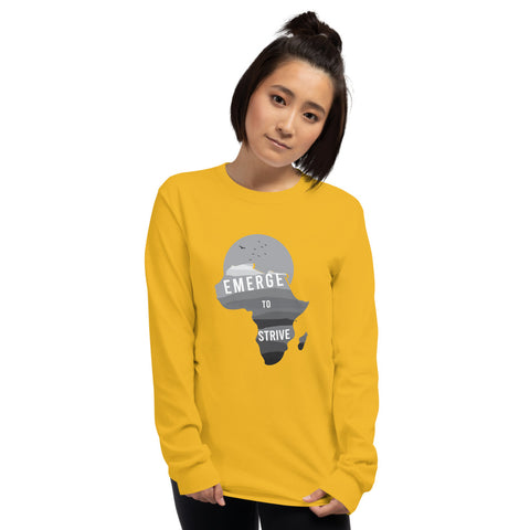 Teesafrique Strive To Emerge B/W Print Women's Long Sleeve Tee