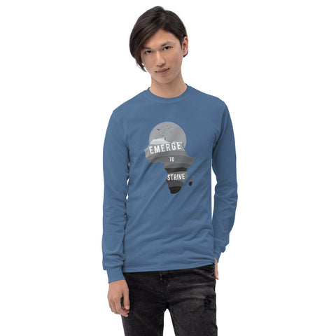Teesafrique Strive To Emerge B/W Print Men’s Long Sleeve Tee