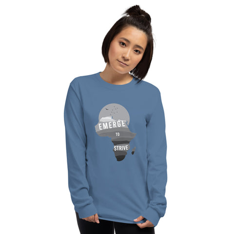 Teesafrique Strive To Emerge B/W Print Women's Long Sleeve Tee