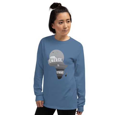 Teesafrique Strive To Emerge B/W Print Women's Long Sleeve Tee