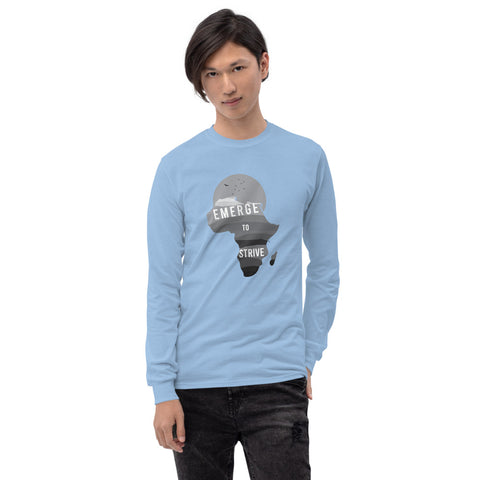 Teesafrique Strive To Emerge B/W Print Men’s Long Sleeve Tee