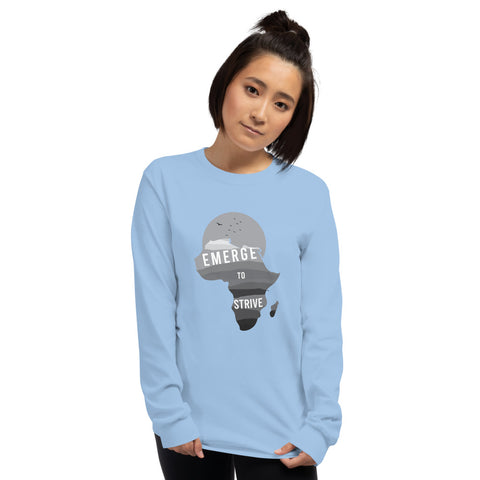 Teesafrique Strive To Emerge B/W Print Women's Long Sleeve Tee