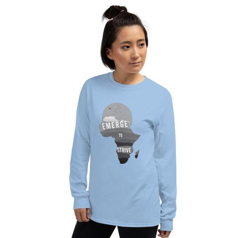 Teesafrique Strive To Emerge B/W Print Women's Long Sleeve Tee