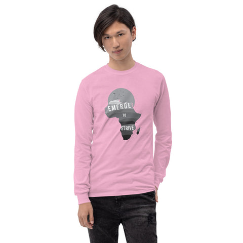 Teesafrique Strive To Emerge B/W Print Men’s Long Sleeve Tee