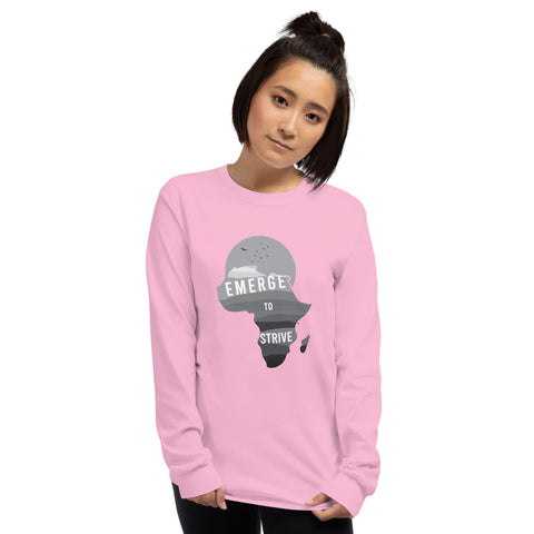 Teesafrique Strive To Emerge B/W Print Women's Long Sleeve Tee
