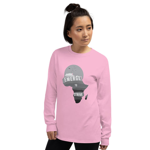Teesafrique Strive To Emerge B/W Print Women's Long Sleeve Tee