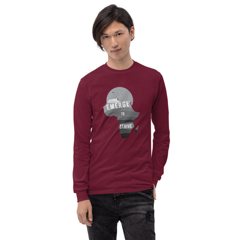 Teesafrique Strive To Emerge B/W Print Men’s Long Sleeve Tee