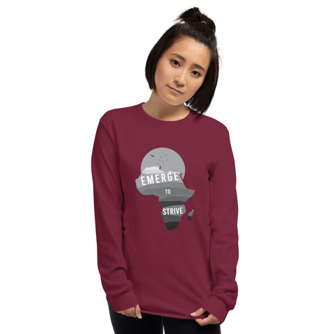 Teesafrique Strive To Emerge B/W Print Women's Long Sleeve Tee