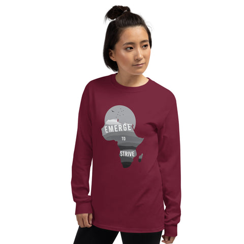 Teesafrique Strive To Emerge B/W Print Women's Long Sleeve Tee