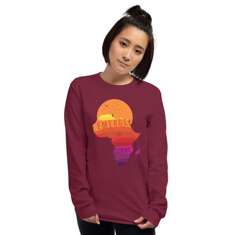 Teesafrique Strive To Emerge Print Women's Long Sleeve Tee