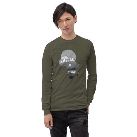 Teesafrique Strive To Emerge B/W Print Men’s Long Sleeve Tee