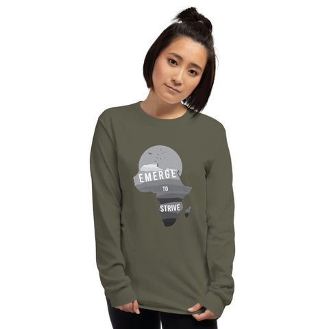Teesafrique Strive To Emerge B/W Print Women's Long Sleeve Tee