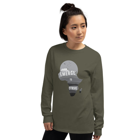Teesafrique Strive To Emerge B/W Print Women's Long Sleeve Tee