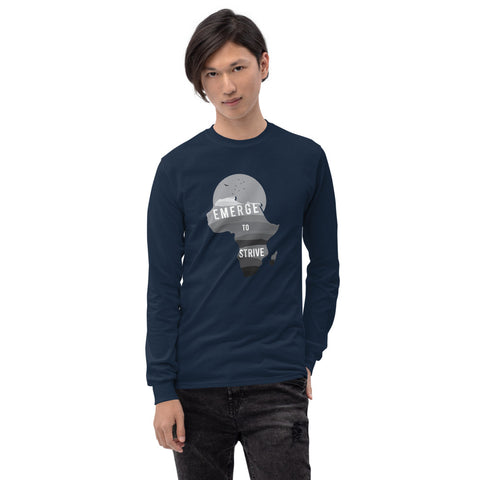 Teesafrique Strive To Emerge B/W Print Men’s Long Sleeve Tee