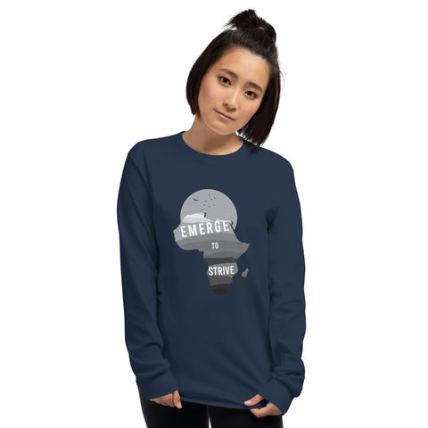 Teesafrique Strive To Emerge B/W Print Women's Long Sleeve Tee