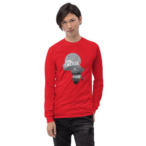 Teesafrique Strive To Emerge B/W Print Men’s Long Sleeve Tee