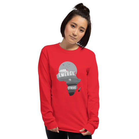 Teesafrique Strive To Emerge B/W Print Women's Long Sleeve Tee