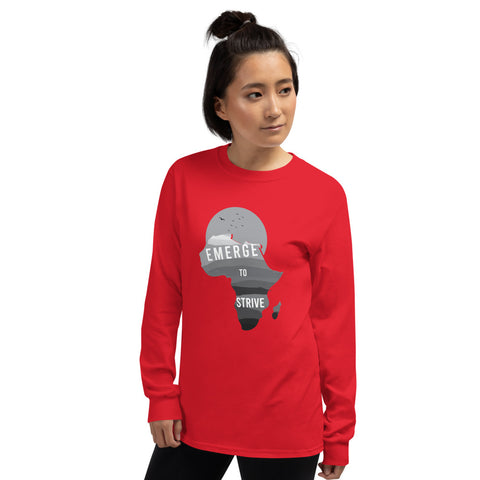 Teesafrique Strive To Emerge B/W Print Women's Long Sleeve Tee