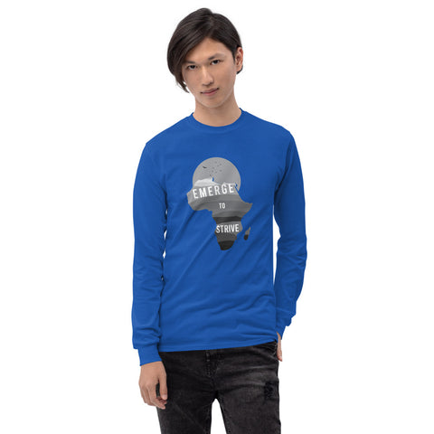Teesafrique Strive To Emerge B/W Print Men’s Long Sleeve Tee