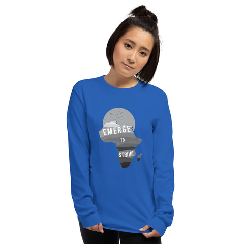 Teesafrique Strive To Emerge B/W Print Women's Long Sleeve Tee