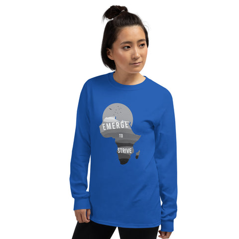 Teesafrique Strive To Emerge B/W Print Women's Long Sleeve Tee