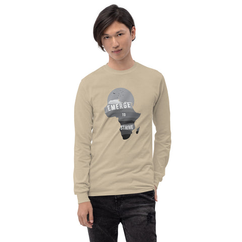 Teesafrique Strive To Emerge B/W Print Men’s Long Sleeve Tee