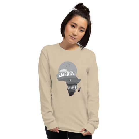 Teesafrique Strive To Emerge B/W Print Women's Long Sleeve Tee