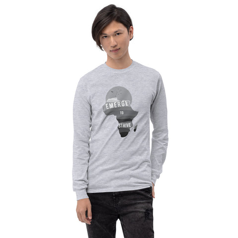 Teesafrique Strive To Emerge B/W Print Men’s Long Sleeve Tee
