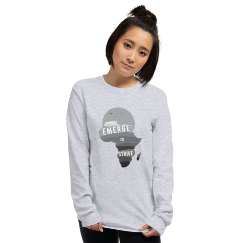Teesafrique Strive To Emerge B/W Print Women's Long Sleeve Tee