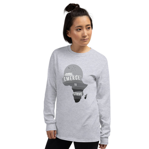 Teesafrique Strive To Emerge B/W Print Women's Long Sleeve Tee