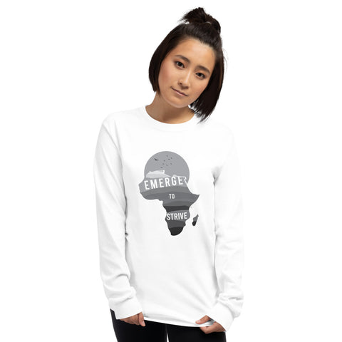 Teesafrique Strive To Emerge B/W Print Women's Long Sleeve Tee